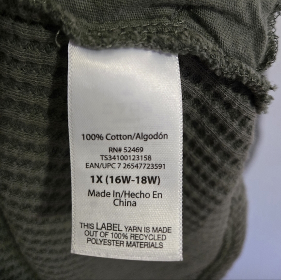 NWOT Terra & Sky Women's Plus Size Button Down Waffle Knit Shirt - Picture 7 of 9